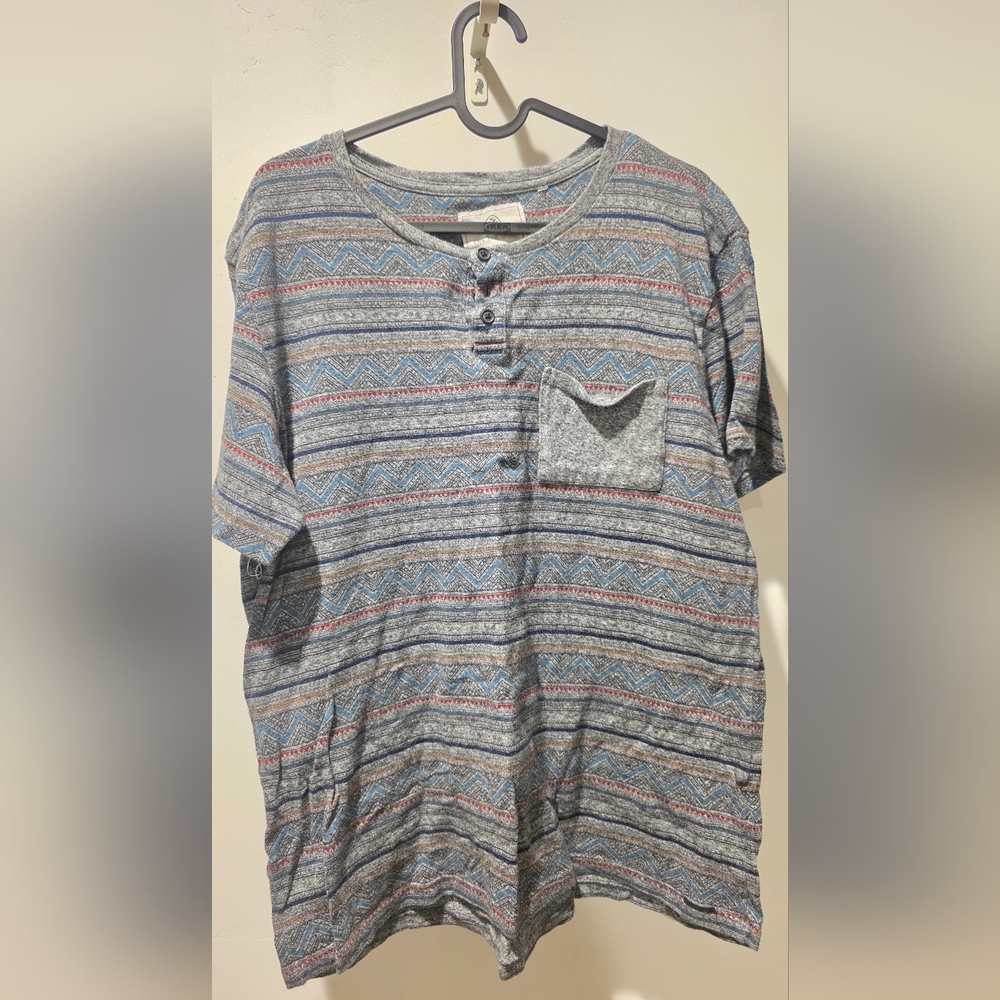 On the Byas Gray Multicolor Patterned Henley Shirt